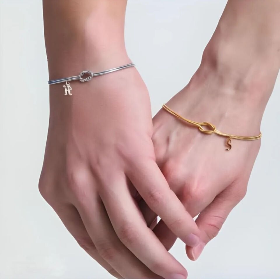 925 Ayar Gümüş Düğüm Çift Bilekliği ( Çift )