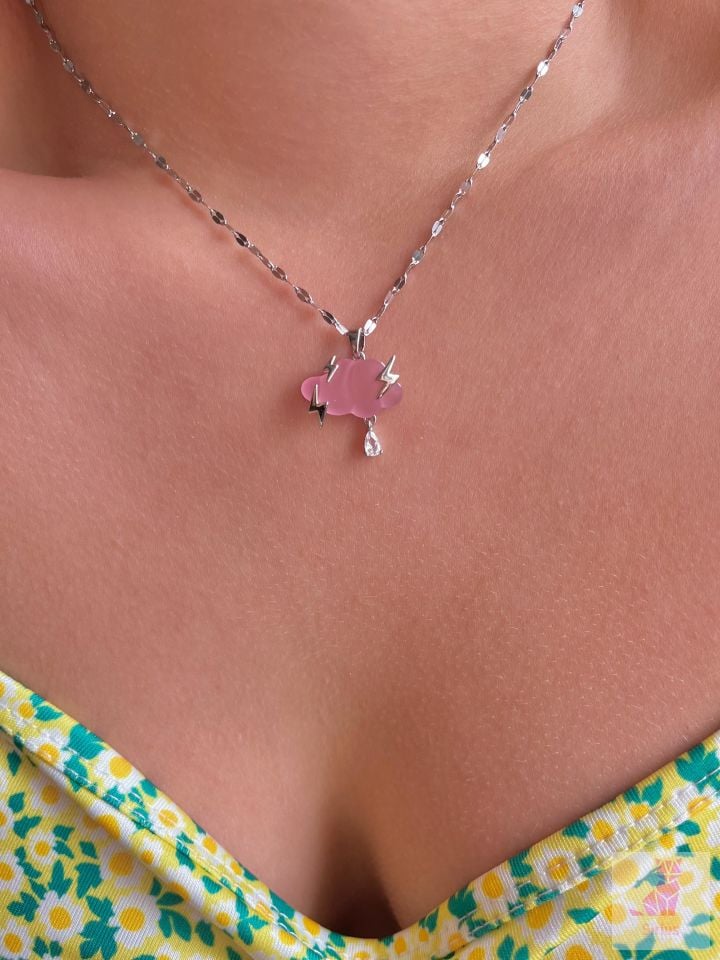 316L Çelik Pembe Bulut Kolye