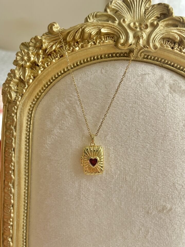 316L Çelik Kalpli Kapaklı Kolye