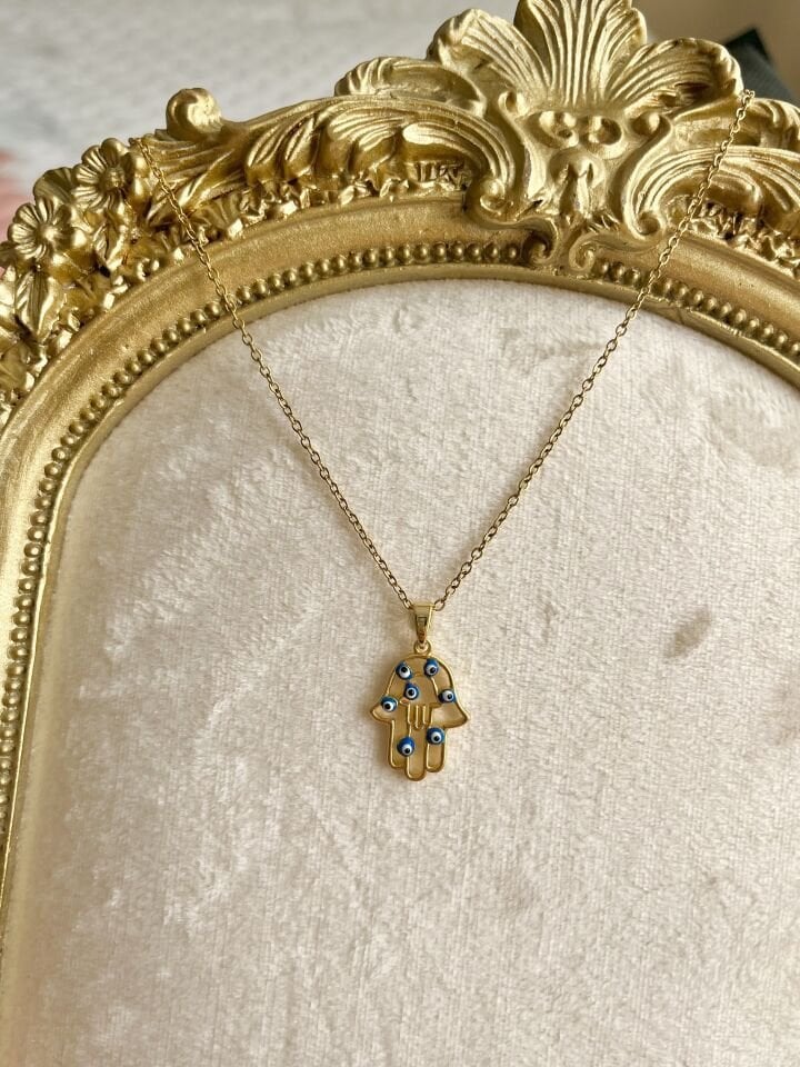 316L Çelik Nazarlı Hamsa Kolye