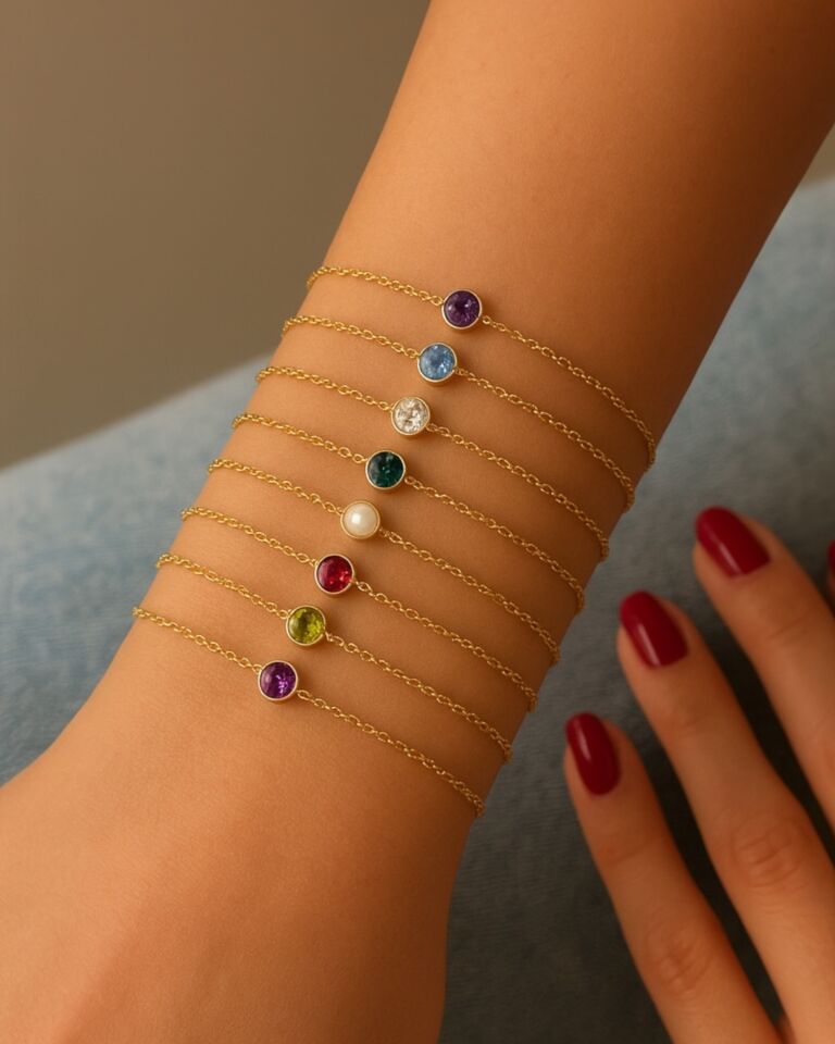 925 Ayar Gümüş Doğum Taşı Bileklik