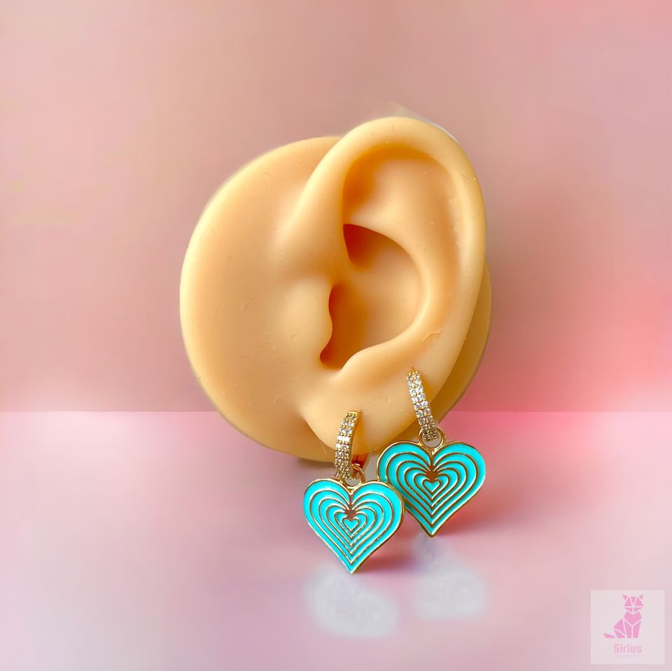 Rodyum Mavi Kalp Küpe