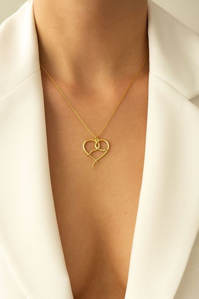 925 Gümüş | Yılanlı Kalp Kolye