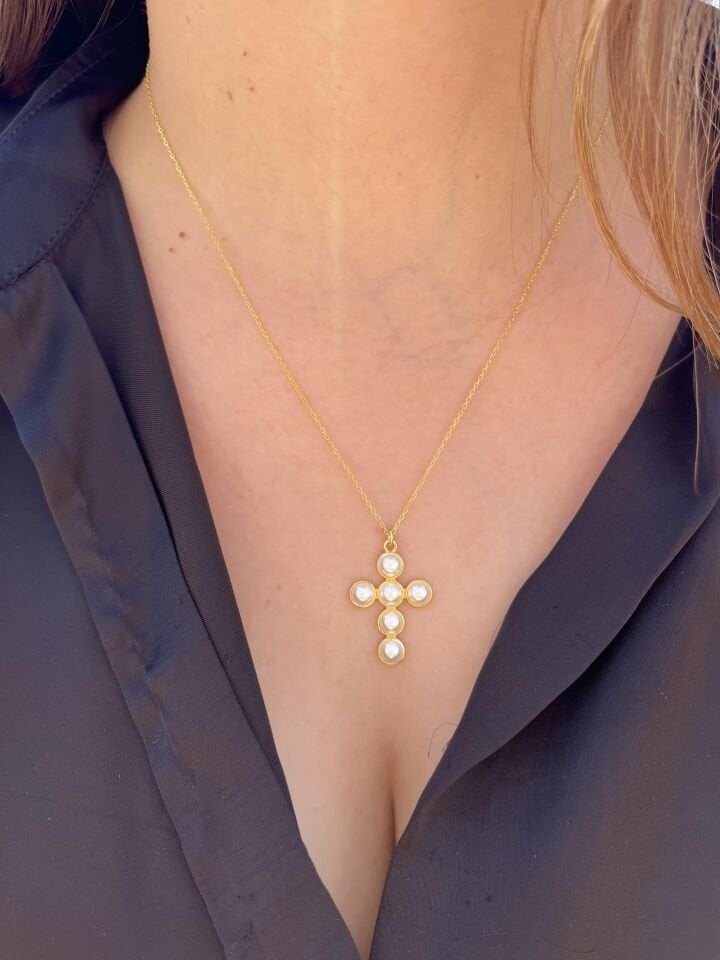 925s | İncili Haç Kolye