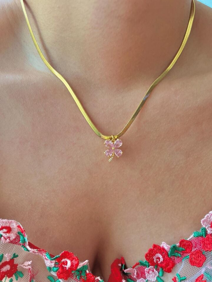 316L Çelik İtalyan Zinciri Four Leaf kolye