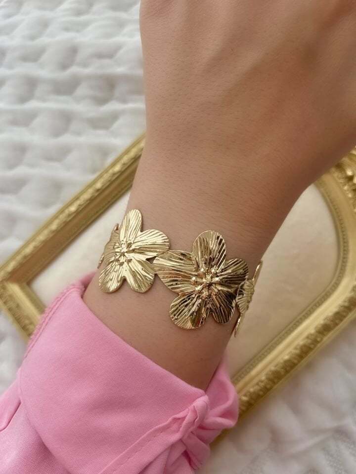 Altın Kaplama Flowers Bilezik