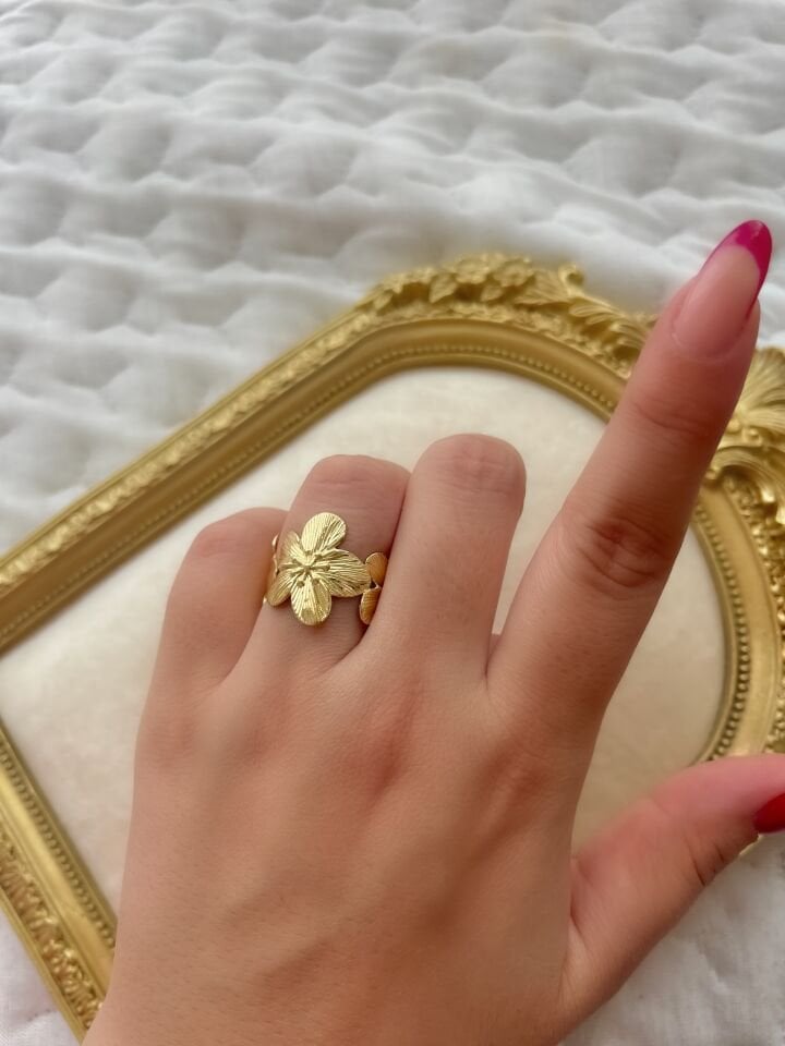 Altın Kaplama Flowers Yüzük