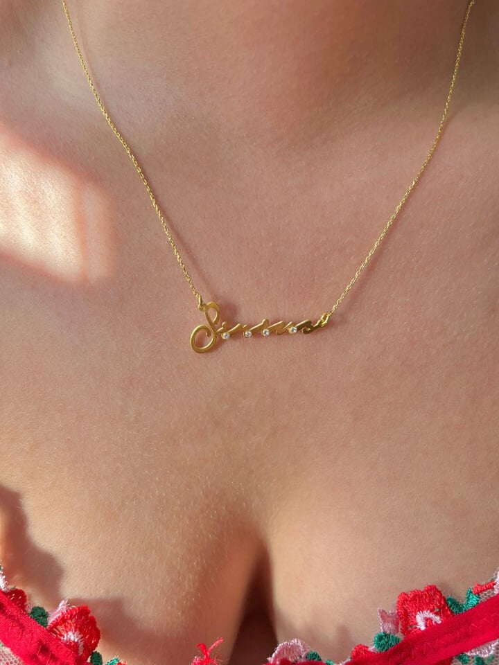 925s | İstediğiniz Yazdır Taşlı Kolye