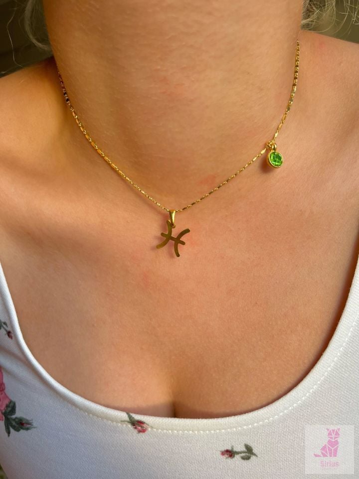 Altın Kaplama Burç Kolyesi