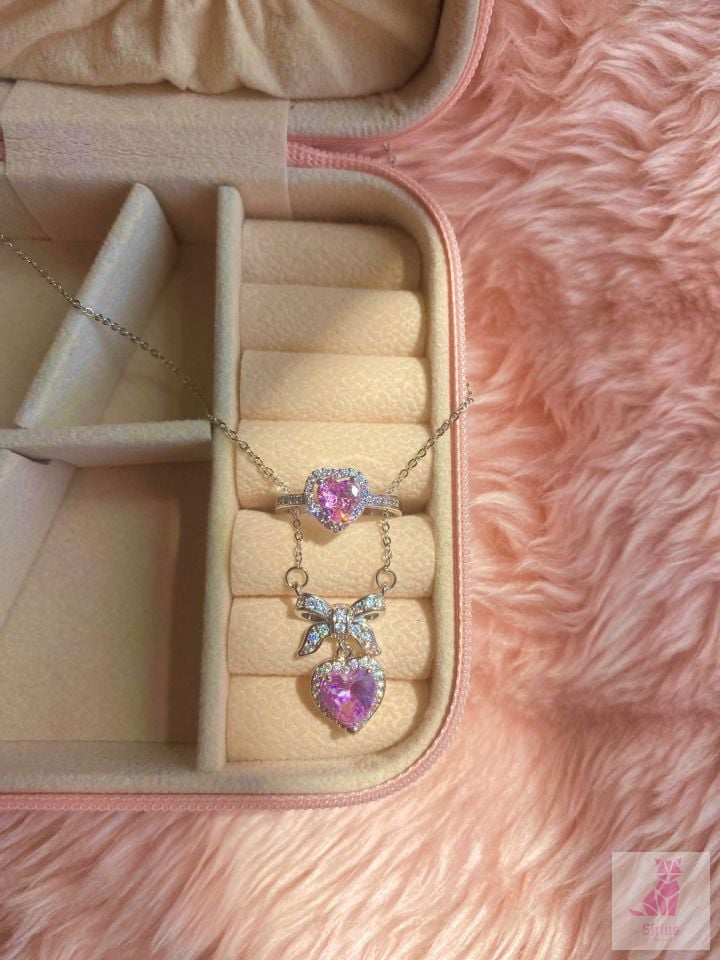 Coquette Ribbon Kolye Yüzük Seti