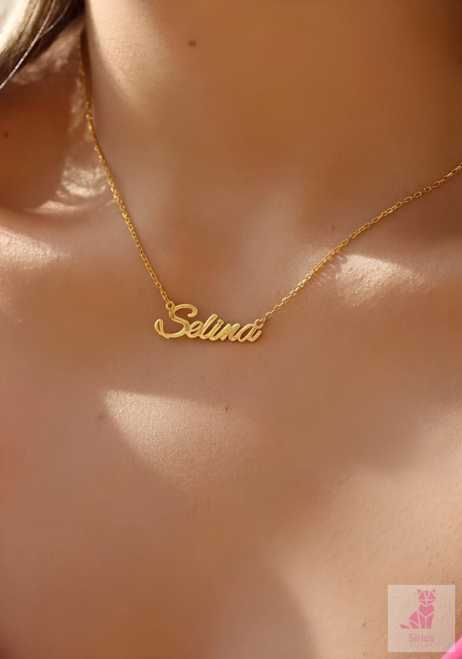 925 Ayar Gümüş Yatay İsim Kolyesi