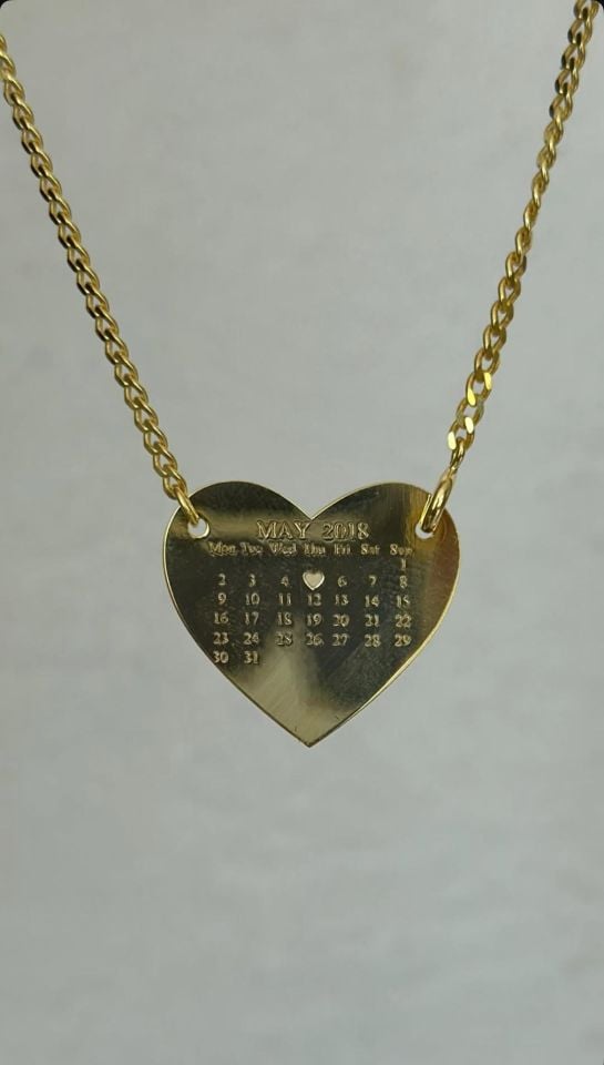 925 Ayar Gümüş Plaka Kalp Kolye