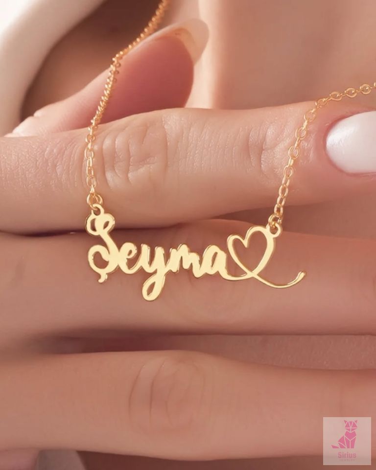 925 Ayar Gümüş Kalp Detaylı İsim Kolyesi