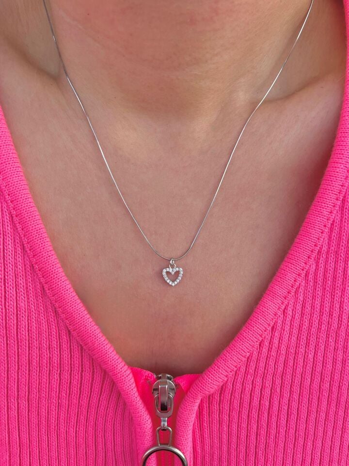925 Ayar Gümüş Minimal Kalp Kolye