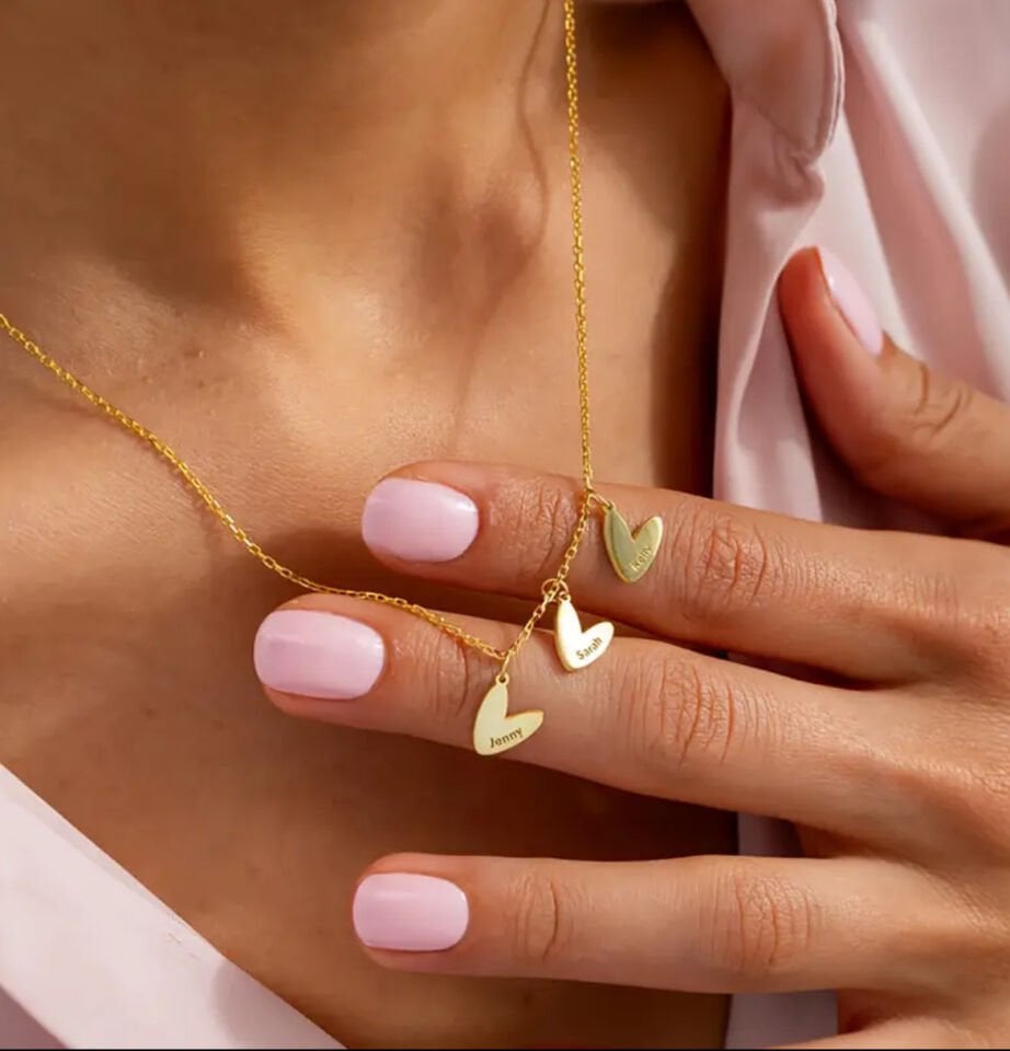 925 Gümüş | 3 Kalbe İstediğini Yazdır Kolye