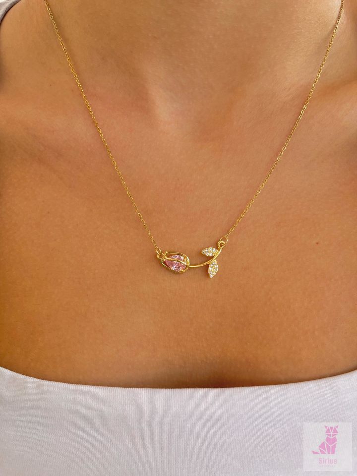 316L Çelik Love Tulip Kolye
