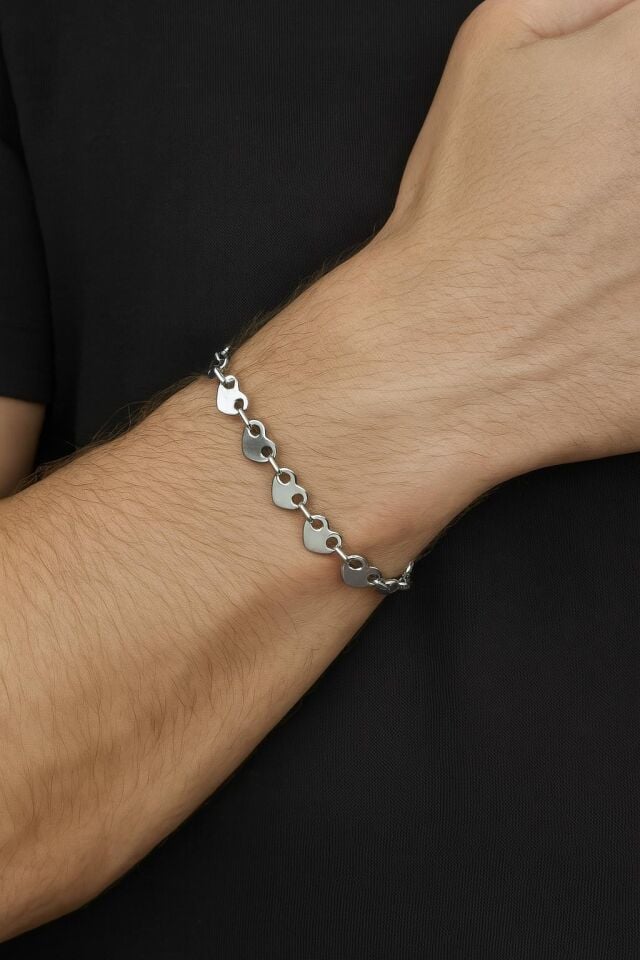 925s| Unisex Heart Zincir Bileklik