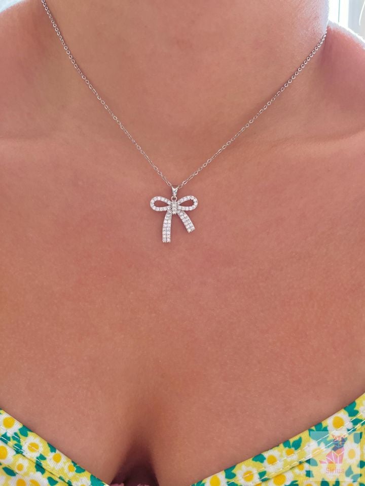 316L Çelik Silver Fiyonk Kolye