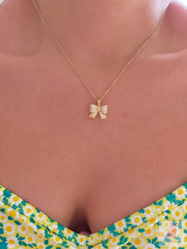 316L Çelik Gold Fiyonk Kolye