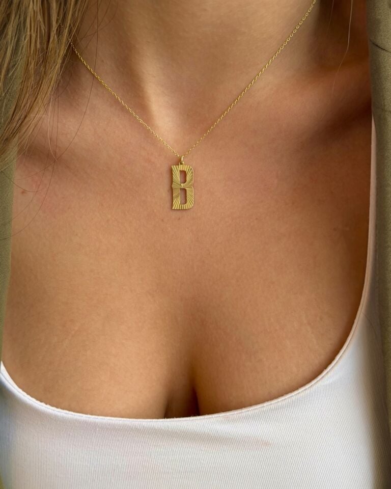 925 Gümüş| Kristal kesim XL Harf Kolye