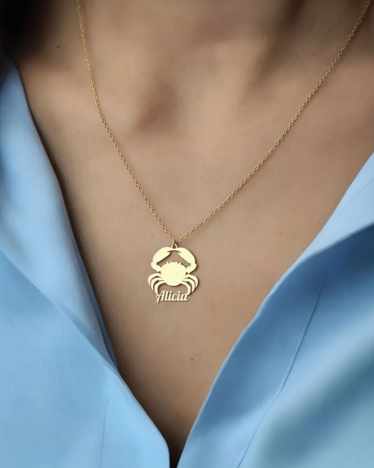 925 Gümüş | Yengeç Modele İstediğini Yazdır Kolye