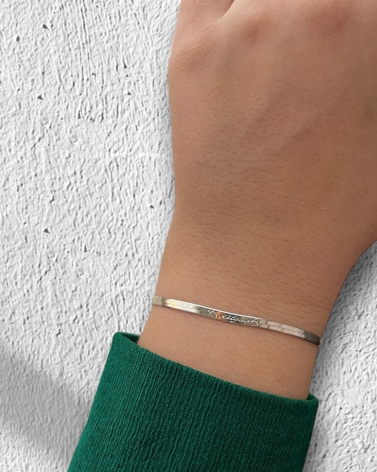 925 Gümüş | İtalyan Zinciri Üzerine K.Atatürk İmzalı Bileklik