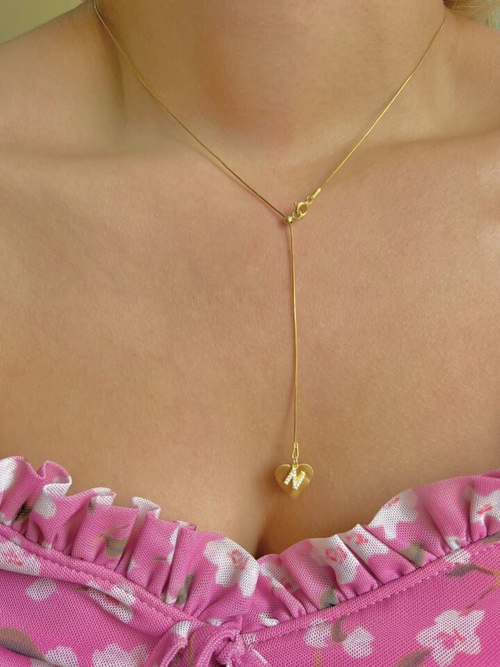 925s| Kalp Harfli Y Kolye