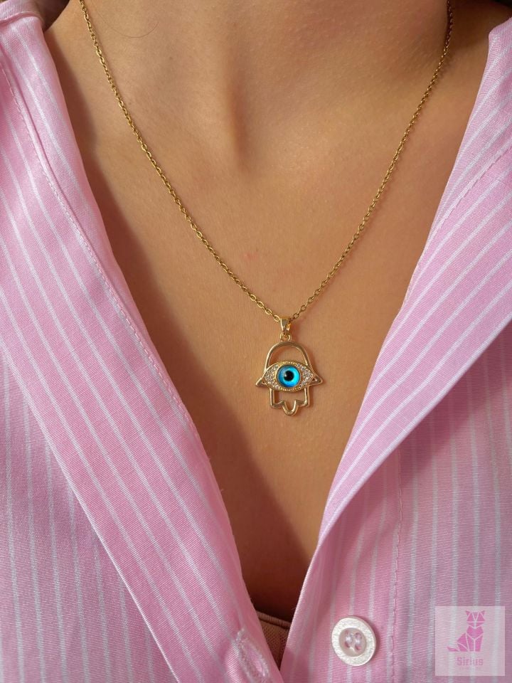 316 L Çelik Hamsa Şans Kolyesi