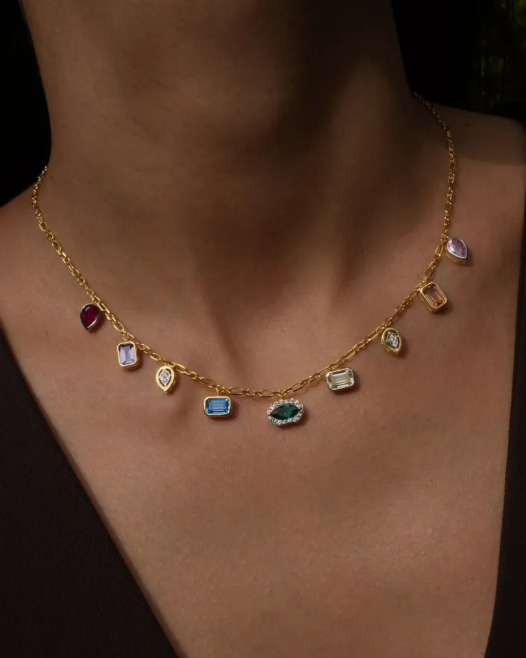 925s | Zirkon Taşlı Sallantılı Choker Kolye