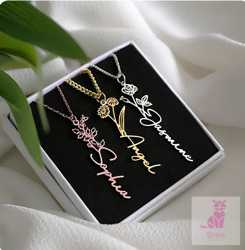Çiçekli İsim Kolyesi | 925 Ayar Gümüş