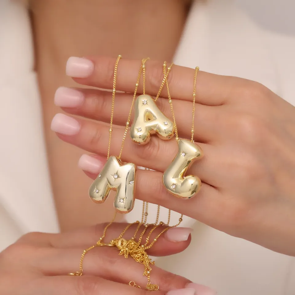 925 Gümüş | Bubble Yıldızlı Harf Kolye