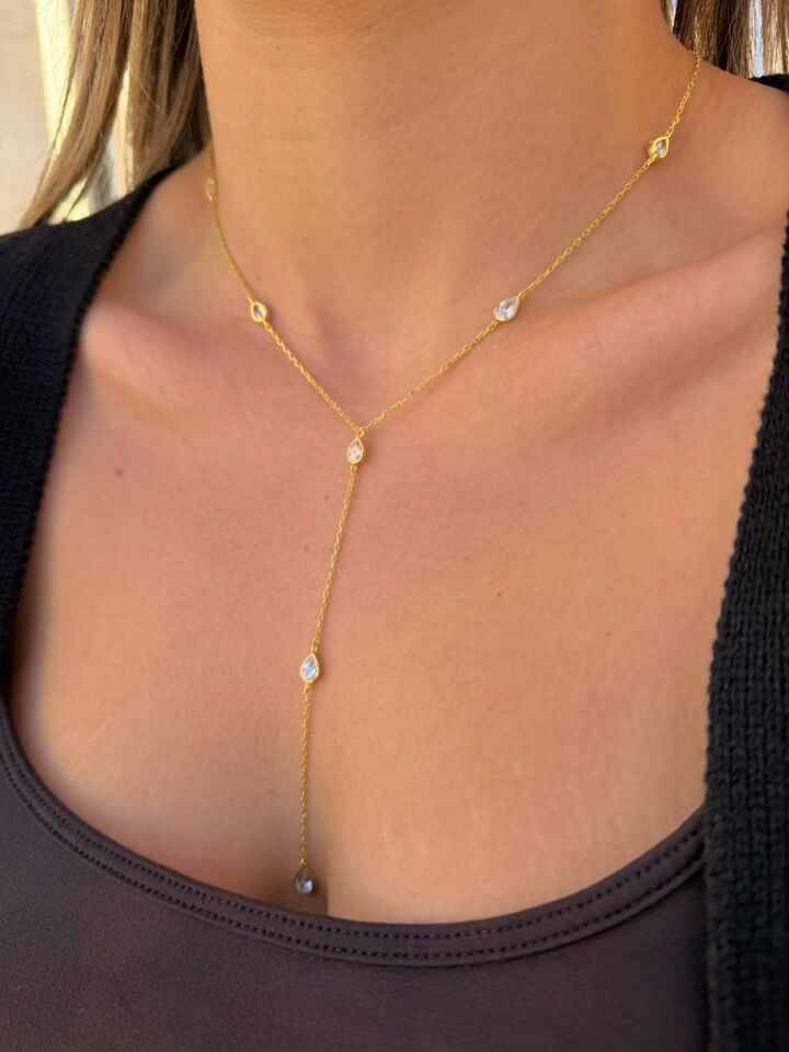 925 Gümüş | Damla Y Kolye