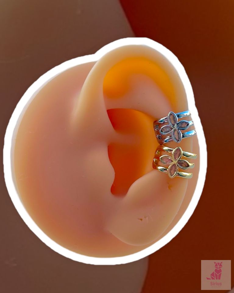 316L Çelik Flower Earcuff Küpe