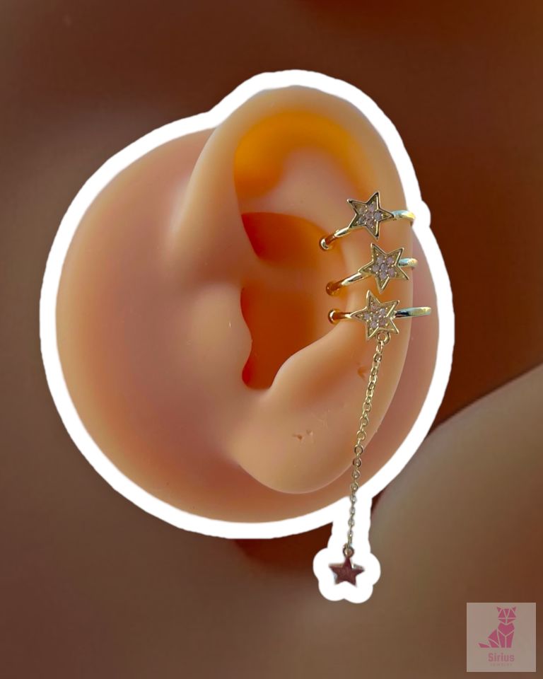 316L Çelik Stars Earcuff Küpe