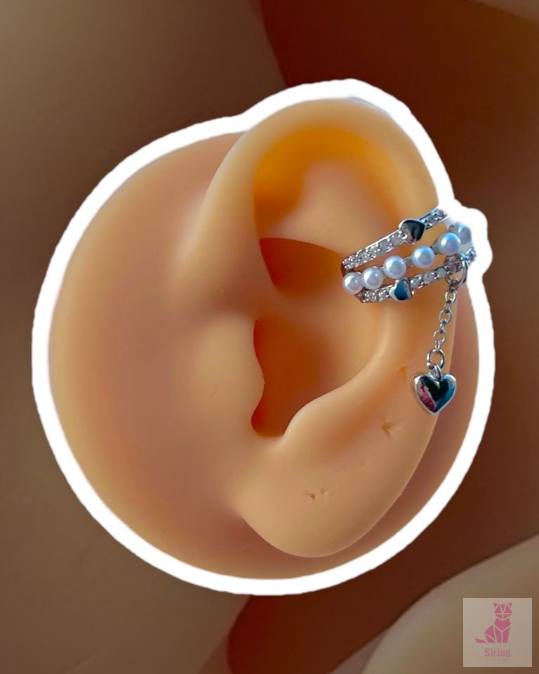 316L Çelik İncili Earcuff Küpe