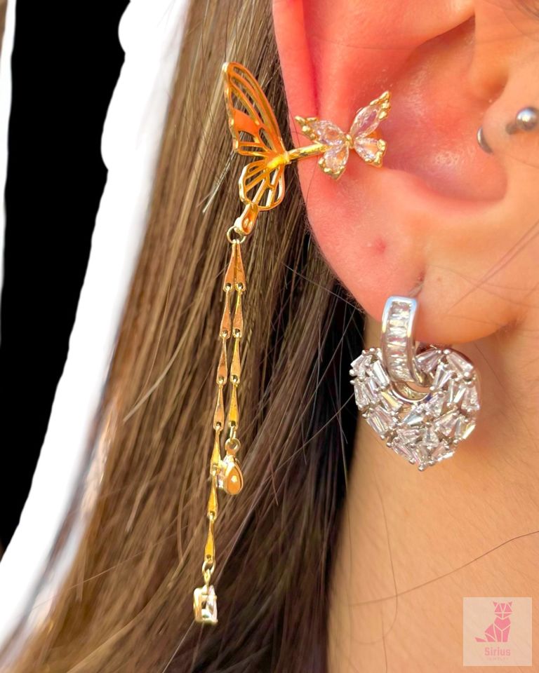 316L Çelik Butterfly Earcuff Küpe