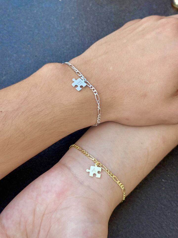 Yapboz Çift Bilekliği | 925 Ayar Gümüş