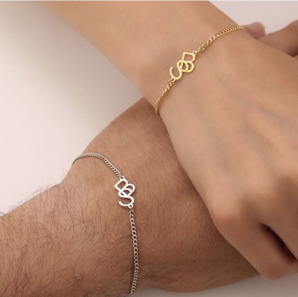 925 Gümüş | Geçmeli 2 Harfli Bileklik