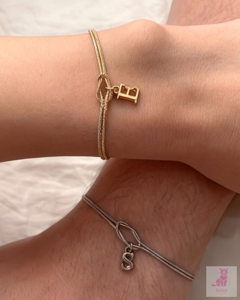 Düğüm Çift Bilekliği |925 Ayar Gümüş