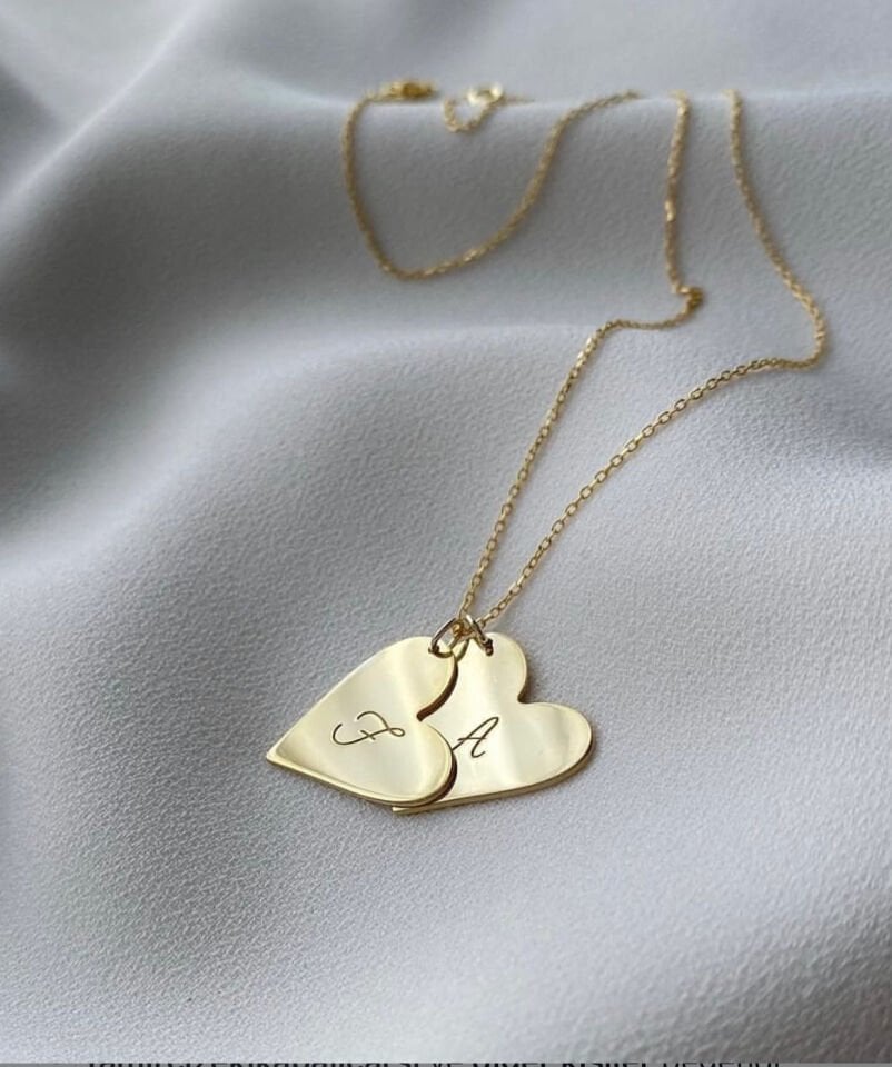 925 Gümüş | 2 Kalpli Kolye