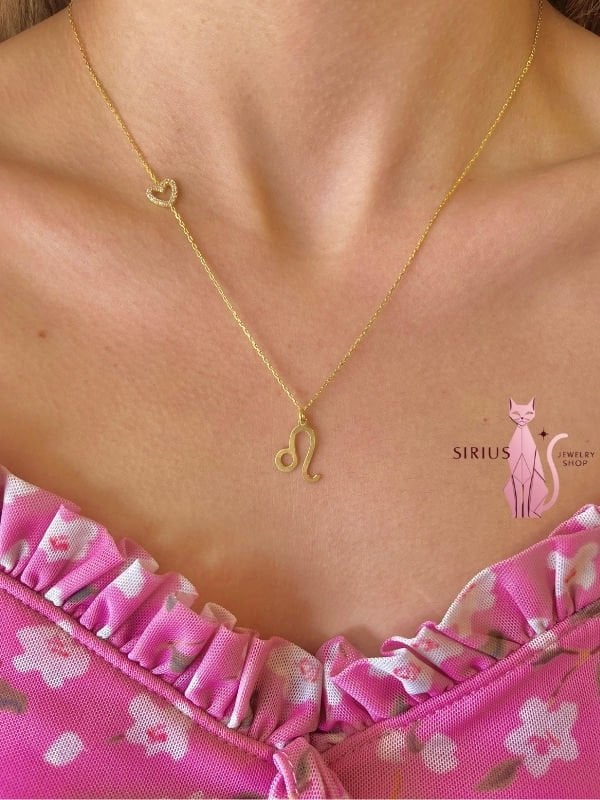 925 Ayar Gümüş Kalpli Burç Kolyesi ( İstediğin Burcu Seç )