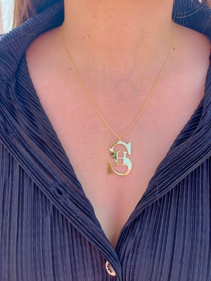 925 Ayar Gümüş İki Harfli Kolye