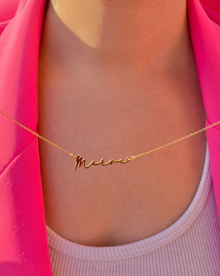 925 Ayar Gümüş Yatay İsim Kolye