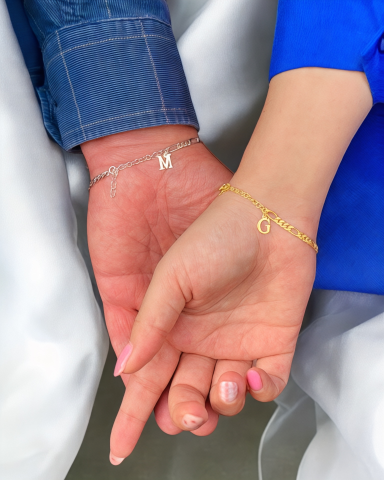 925 Ayar Gümüş Harfli Çift Bilekliği