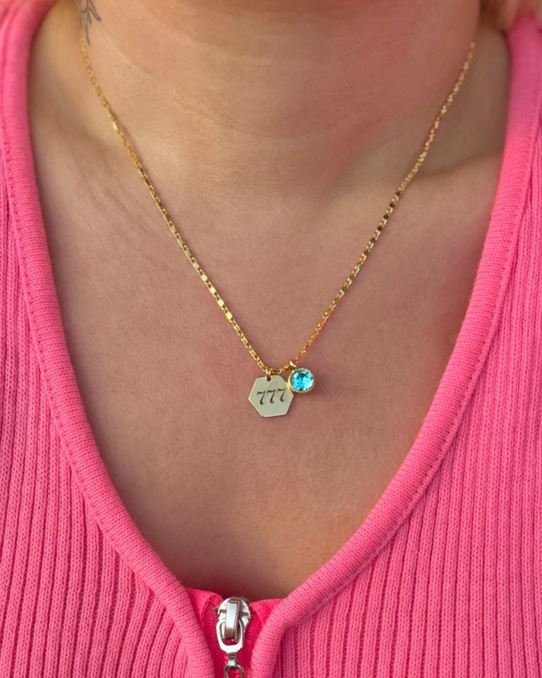 Altın Kaplama Melek Sayısı Kolye 777