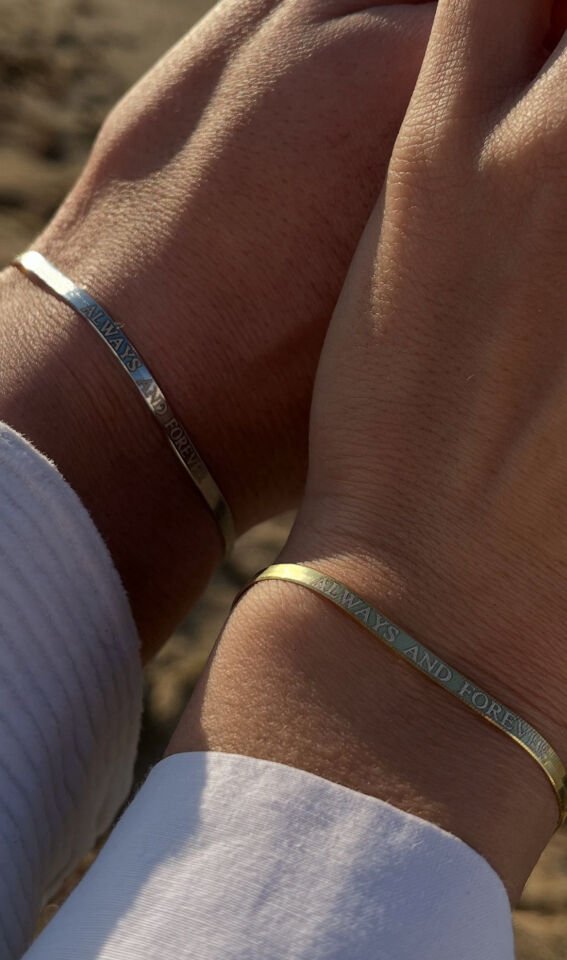 925 Gümüş | İtalyan Bilekliğine İstediğini Yazdır Çift Bilekliği