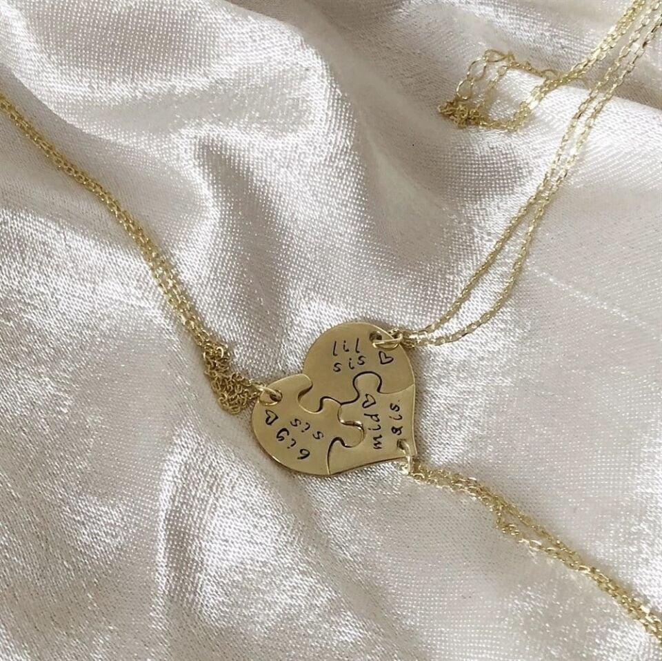 925 Gümüş | İster 2 Parça İster Parça Yapboz Kalbini Oluştur Kolye